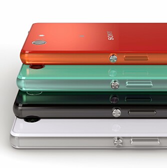FARGER: Sony Xperia Z3 kommer i fire farger; hvit, sort, kobber (den røde) og silver green.
