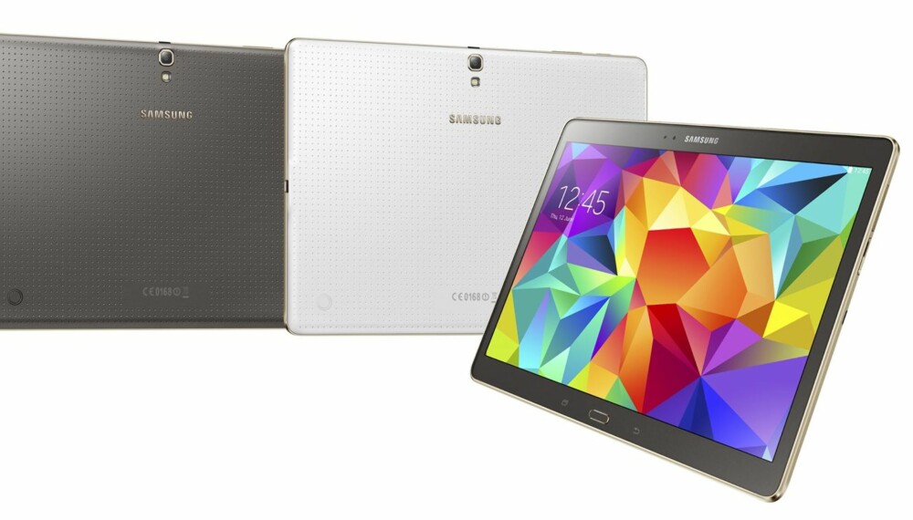 TO FARGER: Galaxy Tab S kommer i en sort og en hvit farge. TO FARGER: Galaxy Tab S kommer i en sort og en hvit farge.