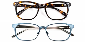 HVILKEN ER BEST: Begge disse brillene er anbefalt til blå øyne, men bare én av dem vil gjøreblåfargen enda sterkere - gjetter du hvilken?