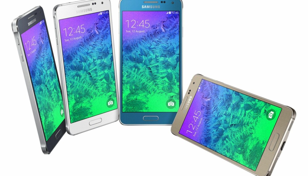 METALL: Samsung Galaxy Alpha har en metallramme og er ikke så ulik erkefiendens iPhone 5.