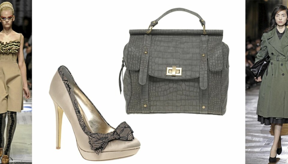 FRA VENSTRE: Prada, Pumps fra Dune (kr 921), veske fra Asos (kr 335), Dries Van Noten.