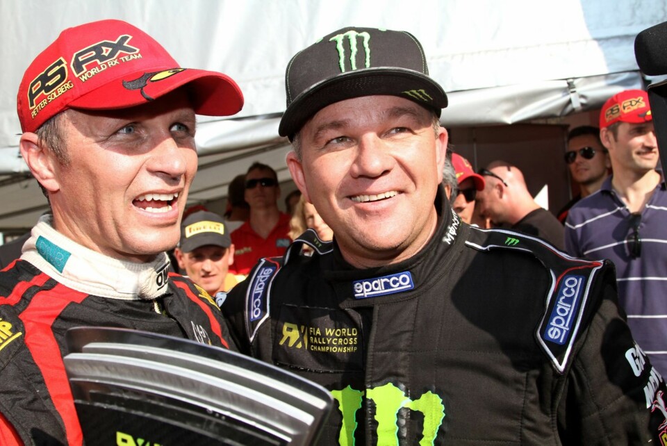 FARTSGLAD FAMILIE: Petter Solberg kunne juble sammen med broren Henning da han nylig ble verdensmester i rallycross.