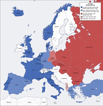 Oversikt over alliansene i Europa under den kalde krigen