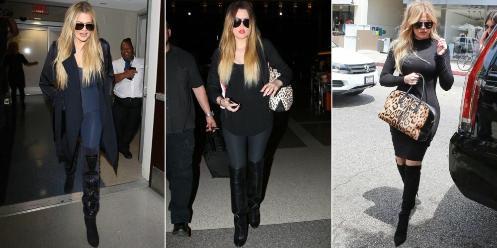 FORMFULL: Khloe Kardashian går ofte med lårhøye støvletter, og går gjerne for en mørk fargepalett for en forlengende og slankende effekt. FORMFULL: Khloe Kardashian går ofte med lårhøye støvletter, og går gjerne for en mørk fargepalett for en forlengende og slankende effekt.
