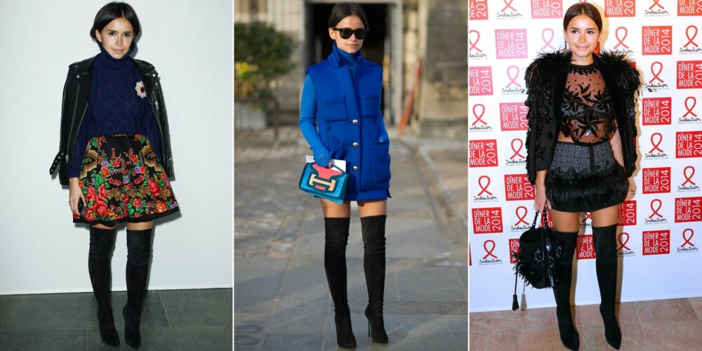 LITEN OG PETIT: Miroslava Duma har funnet det perfekte paret med lårhøye støvletter, som hun gjerne bruker sammen med korte skjørt. LITEN OG PETIT: Miroslava Duma har funnet det perfekte paret med lårhøye støvletter, som hun gjerne bruker sammen med korte skjørt.
