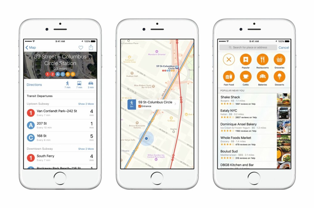 KART: For enkelte byer har kart-appen fått en såkalt Transit-funksjon.