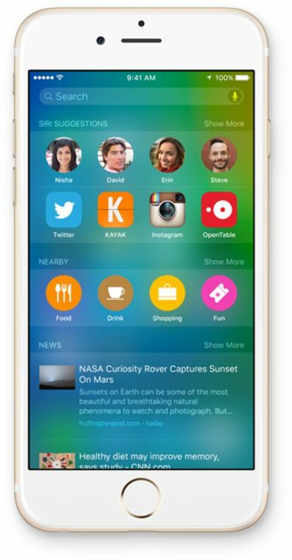 PROAKTIV: iOS 9 skal lære seg bruksmønsteret ditt basert på tid og sted, og gi deg forslag der etter.