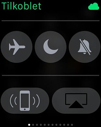 Sky-symbolet oppe til høyre forteller at klokka nå er koblet til telefonen via WiFi fordi den er utenfor Bluetooth-rekkevidden.