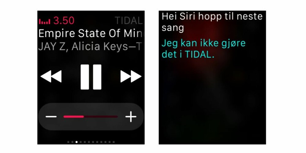 Klokka kan kontrollere musikken du spiller av på telefonen, uansett musikk-app. Samtidig er ikke Siri smart nok til å styre musikken i andre apper enn Apples egen musikk-app.