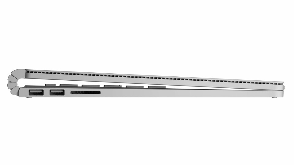 TYNN: Ja, så tynn er Surface Book 4. Legg merke til hengselen.