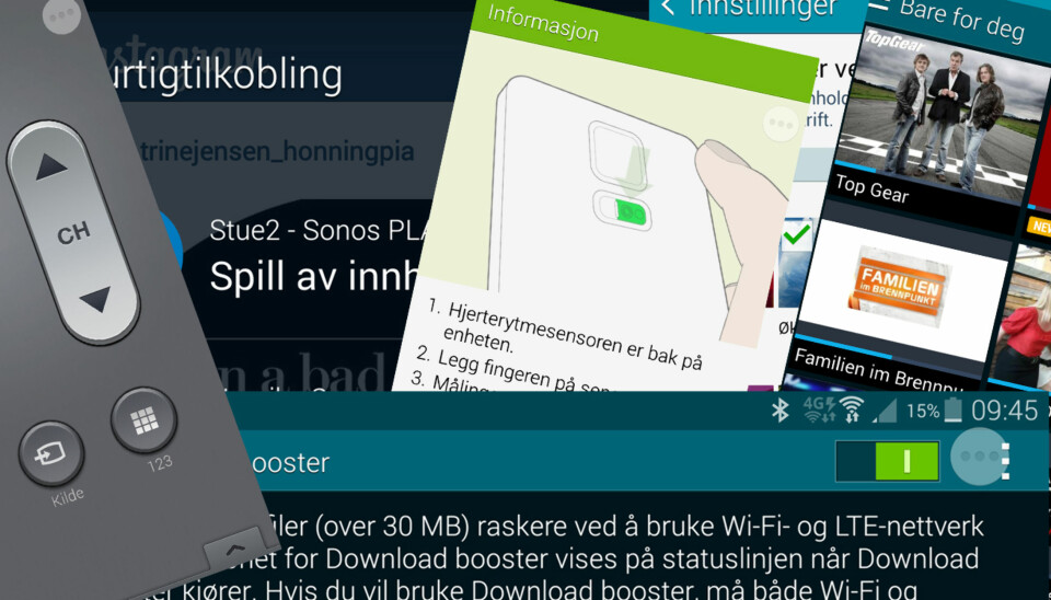 KULE FUNKSJONER: Nylanserte Galaxy S5 har mange praktiske funksjoner. Her er 10 som vi synes er verdt å ta en ekstra kikk på.