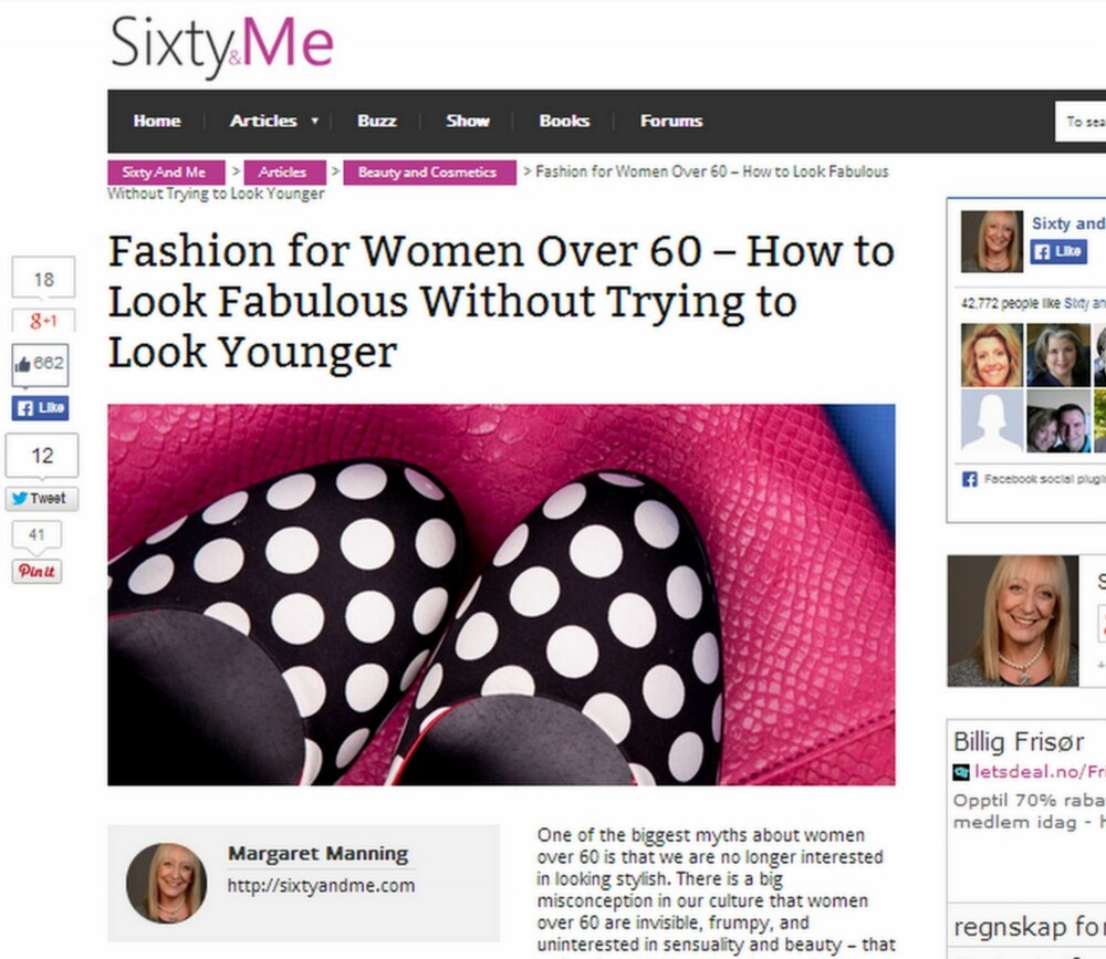60+: Margaret Manning bak nettmagasinet sixtyme.com, skriver de sakene ingen andre våger å skrive - og har stor suksess med sine ærlige livsstilsartikler myntet på aldersgruppen 60+.