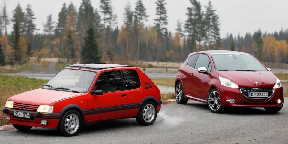 DUELL: Nye Peugeot 208 GTI mot legenden 205 GTI.