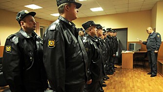 Russia , Police . The officer instructs police officers before the start of duty. © 2011 Sergey Maximishin / Agentur Focus for Stern