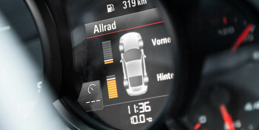 OVERSIKTELIG: Grafikken forteller hvordan 4WD-systemet til enhver tid fordeler kreftene, og beviser at det er «føre var». FOTO: Porsche