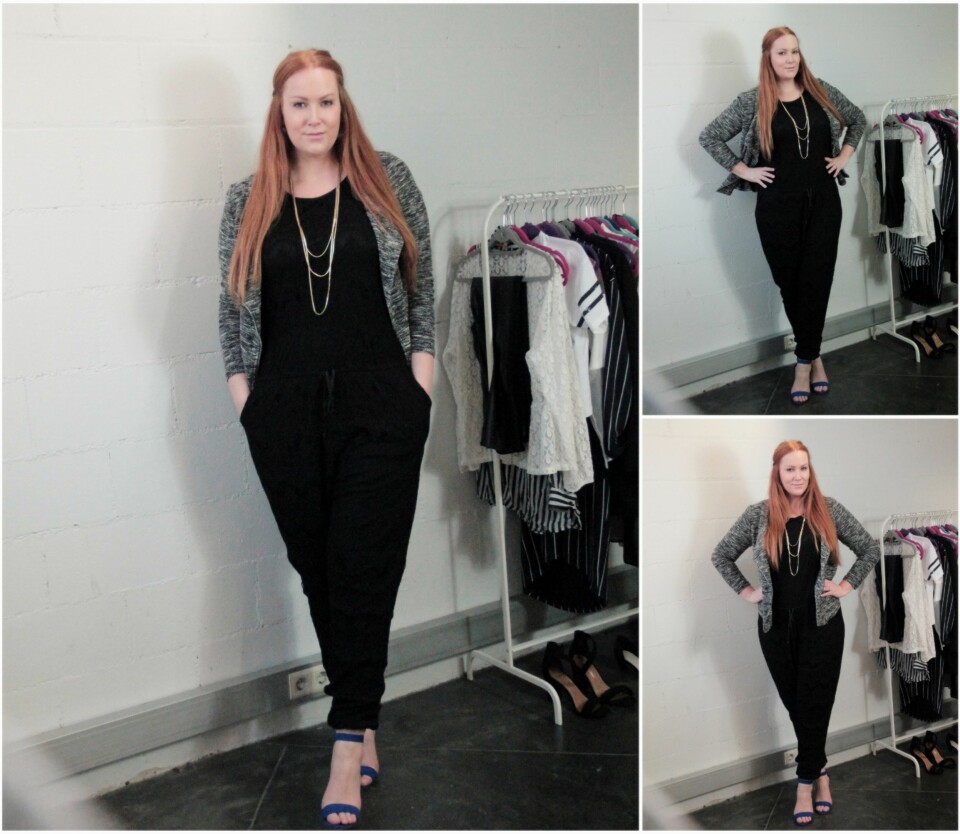 BLONDER: Blonder er en massiv trend denne våren, og sammen med en jumpsuit får man det perfekte antrekket. Jumpsuit fra Zizzi (kr 899), cardigan fra Lindex Generous (kr 399), smykke fra Lindex (kr 129), indigofarget pumps fra Primark (ca. kr 90).