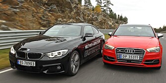 ACHTUNG, BABY: Audi S3 og BMW 435i xDrive med M Sport-pakke er begge sportslige biler med svært gode ytelser. De er imidlertid ikke på samme sted på sportslighetsskalaen. FOTO: Petter Handeland