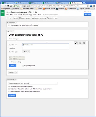 LAG SKJEMA: Hemmeligheten bak å hente inn data på en strukturert måte i Google Docs er å bruke et skjema.