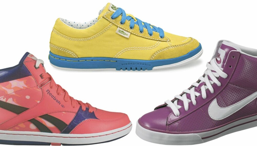 FRA VENSTRE: Reebok (kr 899), Simple Shoes (kr 700), Nike (kr 899).