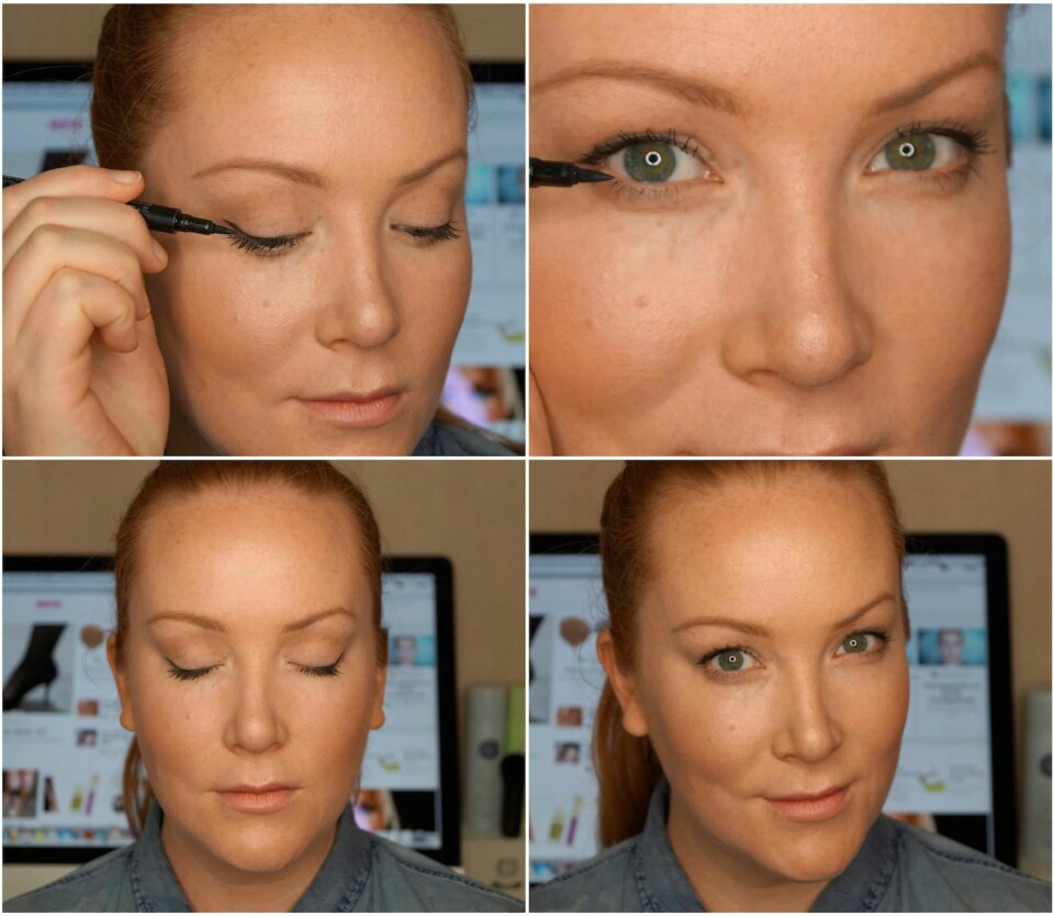 RIKTIG VINKEL: Å dele opp eyelineren i mindre steg, og huske på en riktig vinkel, er alfa-omega når det kommer til å legge flytende eyeliner. Uansett om man har tunge øyelokk eller ikke.