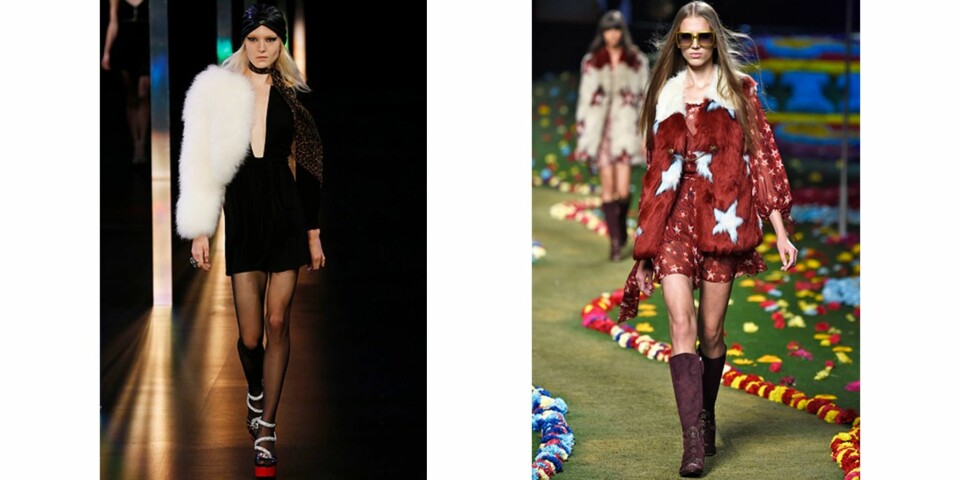 PÅ CATWALKEN: Eva falt pladask for vår- og sommerkolleksjonene til Saint Laurent og Tommy Hilfiger.