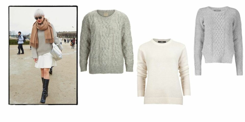 RUND HALS: Til venstre, Genser fra Gina Tricot, kr 399. Genser fra Bik Bok, kr 299. Genser fra Zara, kr 499.