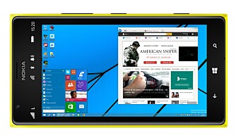 MOBIL: Det er nok ikke helt slik Windows 10 blir seende ut på mobil, men det skal bli lettere å bruke apper på tvers av plattformer.