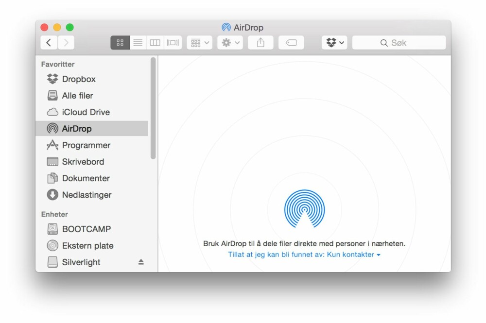 AIRDROP PÅ MAC: Her finner du AirDrop på en Mac.
