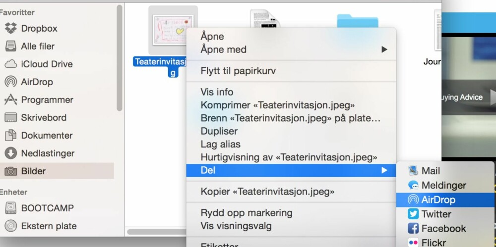 DEL FRA MAC: Slik deler du filer via AirDrop på en Mac.