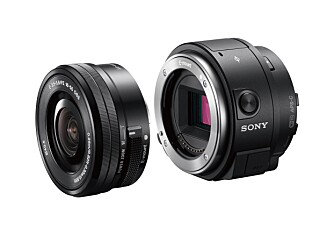 KOMPAKT: QX1 er egentlig et systemkamera uten skjerm og kan bruke alle objektiver med E-feste fra Sony.