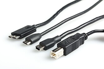 USB Type-B: De ulike Type-B-pluggene går i periferiutstyret, for eksempel ekstern harddisk, skriver, kortleser, kamera eller mobil. Standard B-plugg til høyre, 
deretter Mini-B, Micro-B og ytterst til venstre en Micro-B USB 3.0.