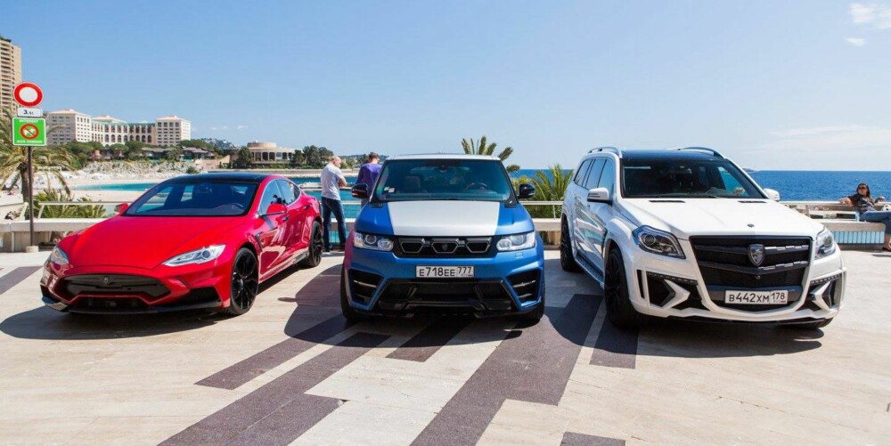 TUNING: Tre bidrag fra Larte Design. Fra venstre: Tesla Model S, Range Rover Sport SDV8 med 400 hk og Mercedes GL Black Chrystal. FOTO: Larte Design