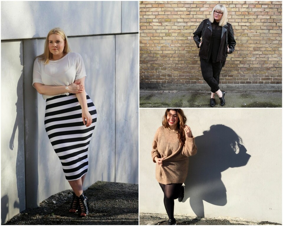 TRENDSETTERE: Bloggerne (fra venstre) Emmi Snicker, Rikke Klint og Nastaran Marie Kowkabi er Nordens største plussize-bloggere.