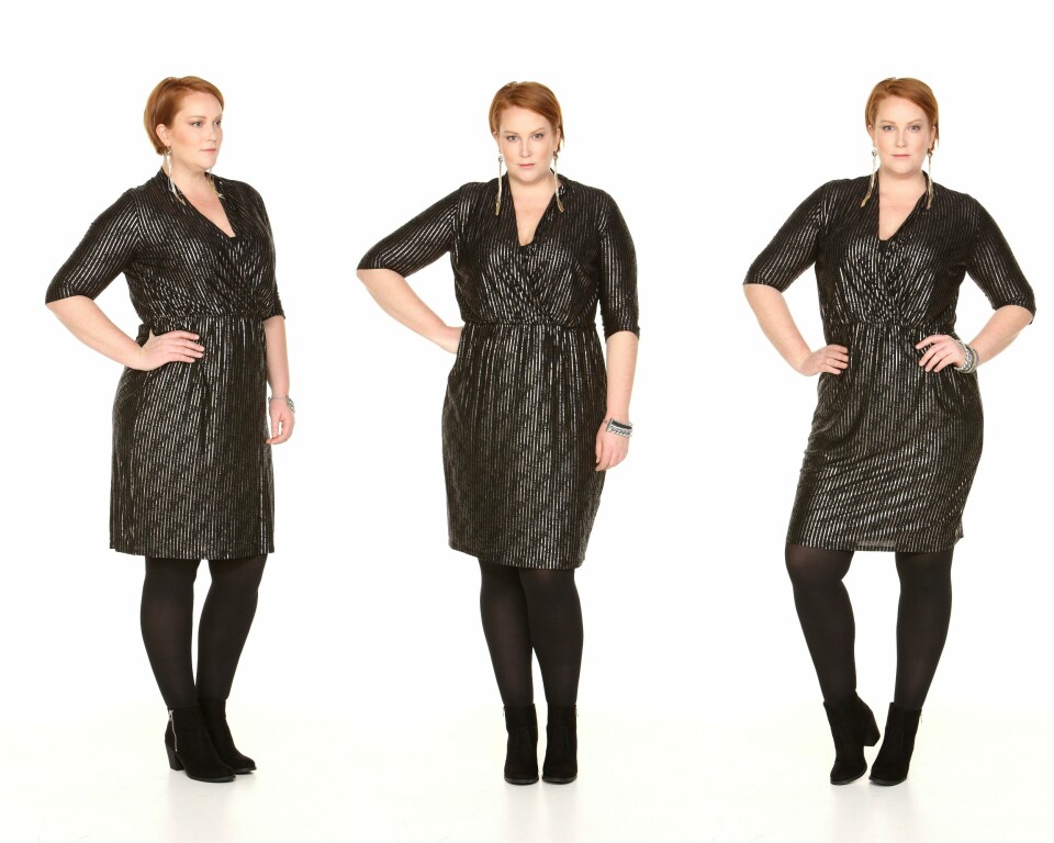 70-TALLS DISCO: Kjole fra Lindex Generous, kr 99 (på salg). Armbånd fra Zizzi, kr 299. Øredobber fra Lindex, kr 99. Ringer fra Zizzi, kr 149 per stk. Boots fra H&M, kr 299.