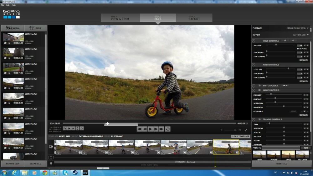 REDIGER: Bruk redigeringprogrammet som følger med GoPro. Det har funksjoner du trenger. REDIGER: Bruk redigeringprogrammet som følger med GoPro. Det har funksjoner du trenger.