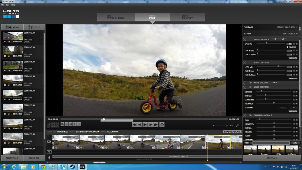 REDIGER: Bruk redigeringprogrammet som følger med GoPro. Det har funksjoner du trenger.