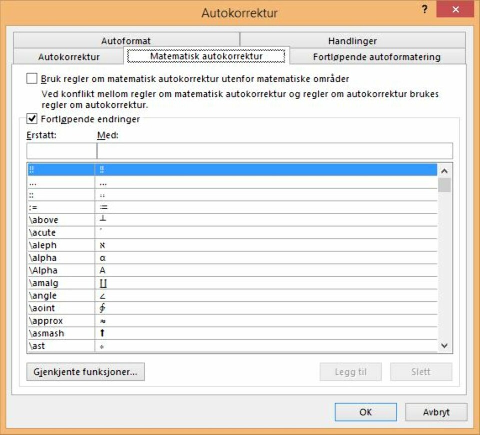 MATTE: Du kan også få hjelp når du skal skrive matematiske symboler i Word.
