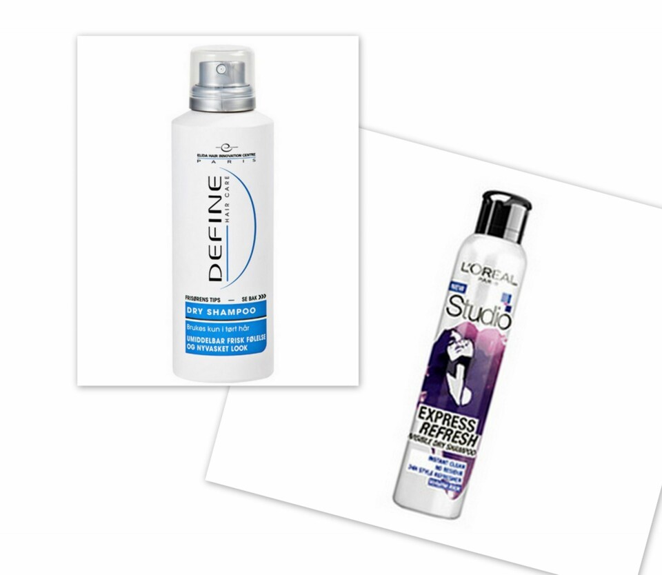 RIMELIG: Produktene som faller midt på treet av pris, skal fortsatt være gode produkter. Dry Shampoo fra Define (kr 79) leverte virkelig, men Studio Line Express Refresh Invisible Dry Shampoo fra L'Oéal Paris (kr 89) skuffa litt. Det stemmer kanskje at lange navn, gir dårligere produkter?