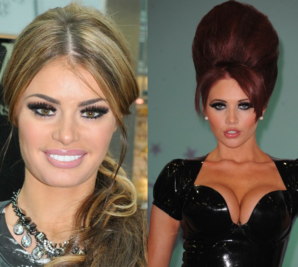 TOWIE-LOOKEN: Realitystjernene Chloe Sims (til venstre) og Amy Childs (til høyre) er blant jentene som er kjent for å ta Towie-looken helt ut.