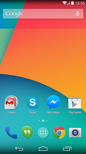 REN: Hjemskjermen på Nexus 5 er enkel og ren. Her må du installere all ekstra programvare selv.