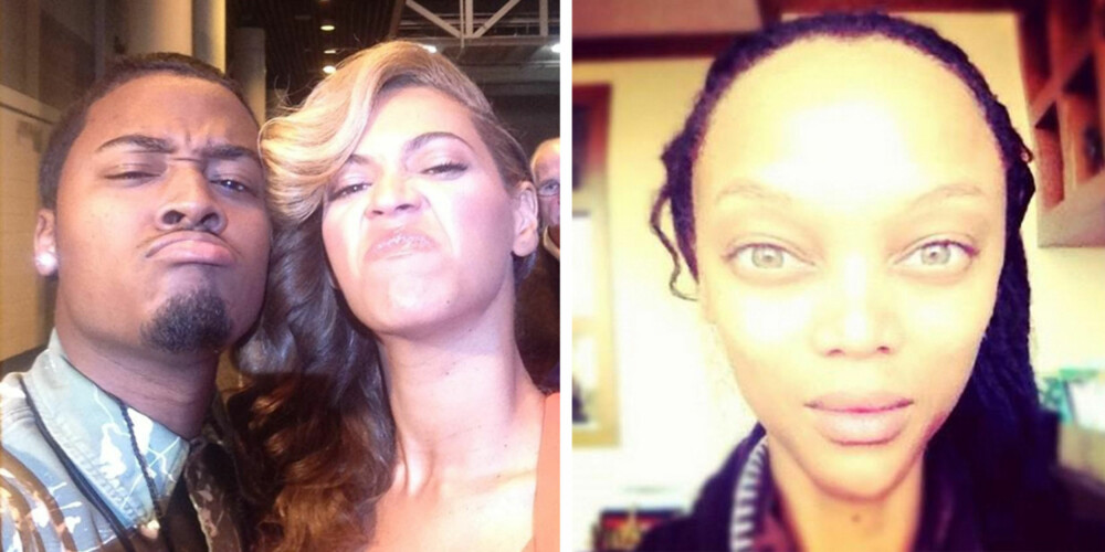 IKKE ALLTID PERFEKT: Både Beyoncé og Tyra Banks synes det er helt greit å vise at de ikke alltid ser close-up klare ut.