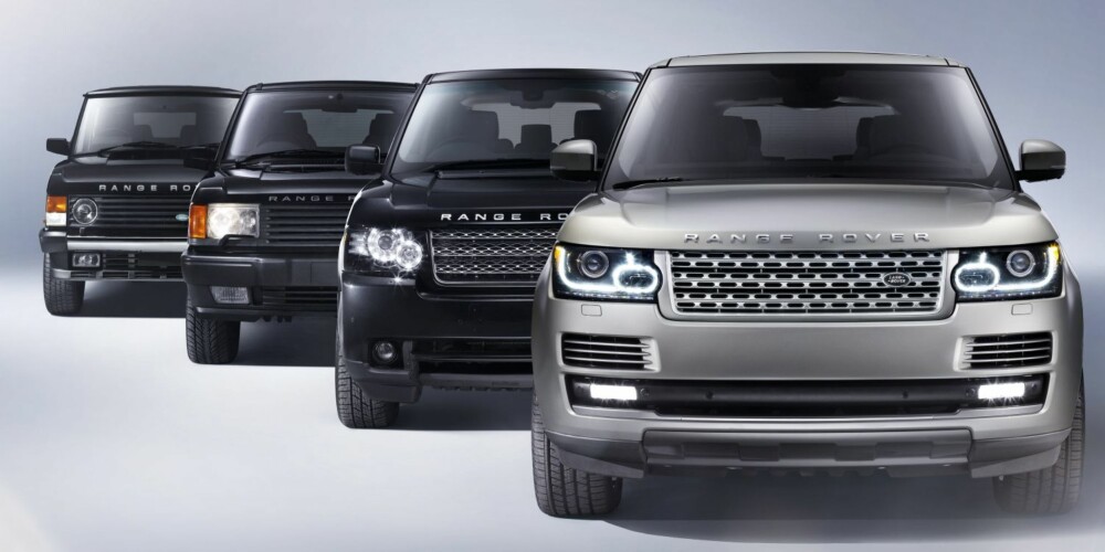 SAMLET: Fire generasjoner Range Rover på et brett. Siste versjon er en av de beste, all ære til nye indiske eiere. FOTO: Land Rover