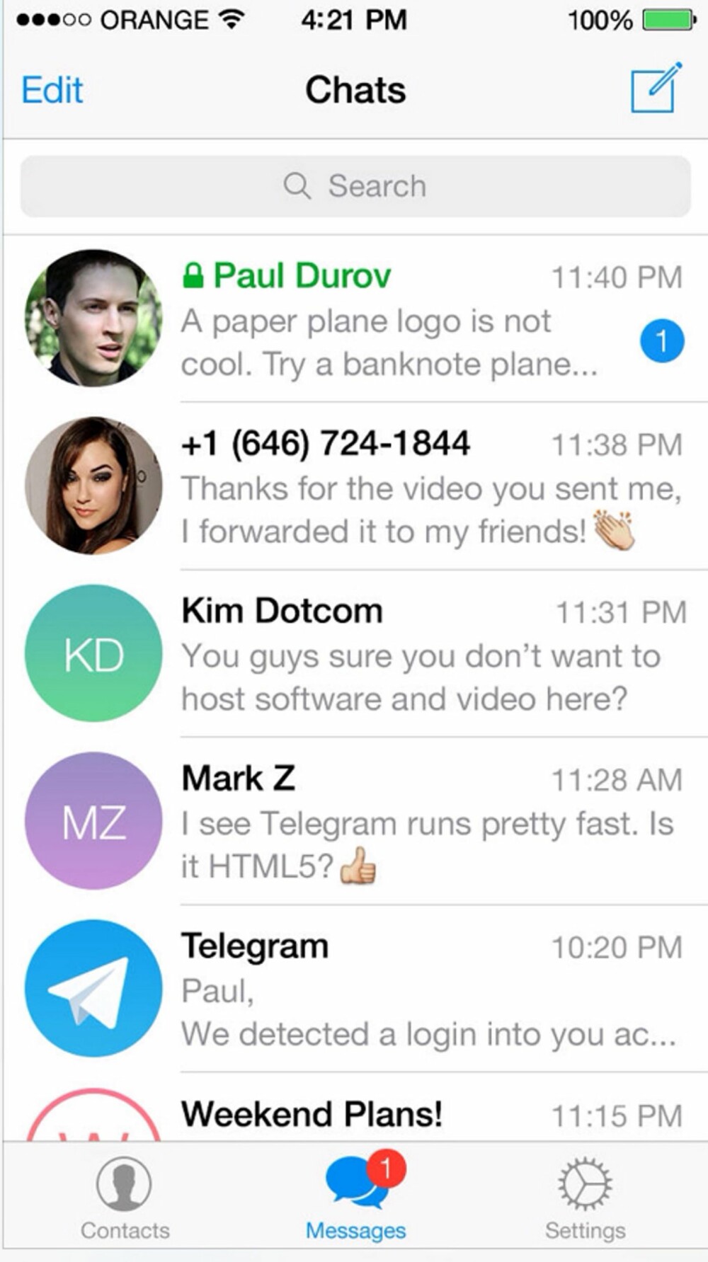 SNAKK SIKKERT: Telegram byr på en sikker kanel for meldinger. Appen er blant annet laget for å hindre at russiske sikkerhetsbyråer skulle kunne avlytte meldingene.