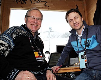 PROFILERT: Siden Espen la opp som toppidrettsutøver har han vært ansatt som ekspertkommentator i NRK. Her sammen med NRK-legenden Arne Scheie.