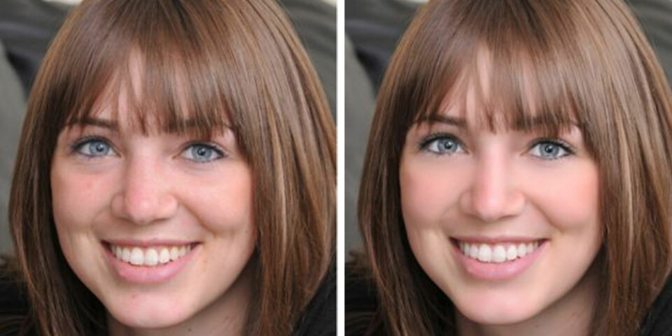 SJEKK FORSKJELLEN: Her er et eksempel på hva appen Perfect365 kan gjøre. Det er ikke vanskelig å skjønne at mange lar seg friste til å bruke denne og lignende apper.