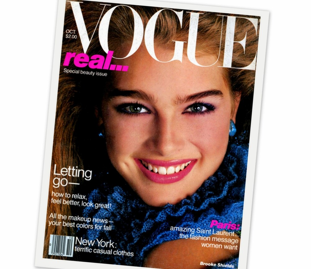 TIDENES YNGSTE: Med sine 14 år er Brooke Shields tidenes yngste til å fronte coveret til motemagasinet Vogue.