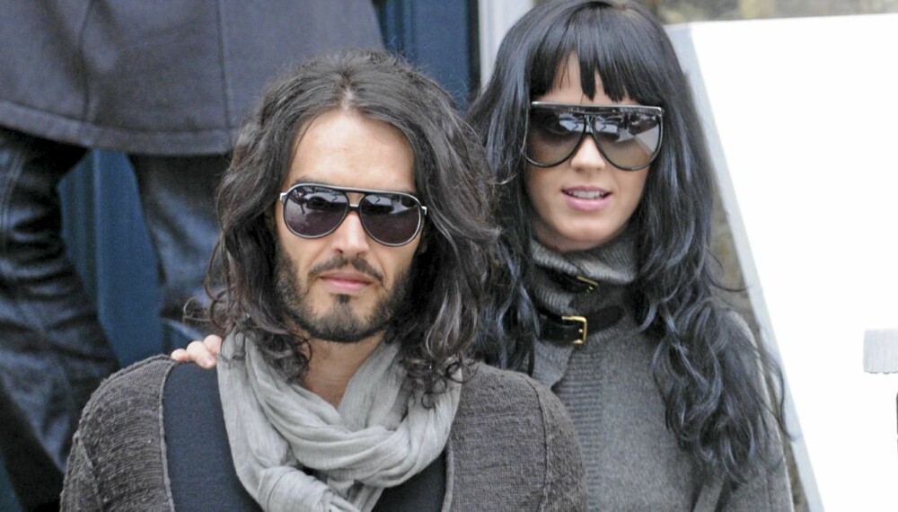 HJEMME I LONDON: Russell Brand og Katy Perry er hjemme som snøggast etter en kjærlighetsferie i Østen.