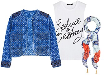 STYLINGTIPS: Jakke fra Zara, kr 559. Topp fra Ksubi, kr 570. Skjerf fra Athena Procopiou/My-wardrobe.no, kr 2300. STYLINGTIPS: Jakke fra Zara, kr 559. Topp fra Ksubi, kr 570. Skjerf fra Athena Procopiou/My-wardrobe.no, kr 2300.