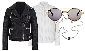 STYLINGTIPS: Jakke fra Bik Bok, kr 799. Skjorte fra InWear, kr 999. Solbriller fra Fwss, kr 2490. Smykke fra Maria Nilsdottir, kr 3750. STYLINGTIPS: Jakke fra Bik Bok, kr 799. Skjorte fra InWear, kr 999. Solbriller fra Fwss, kr 2490. Smykke fra Maria Nilsdottir, kr 3750.