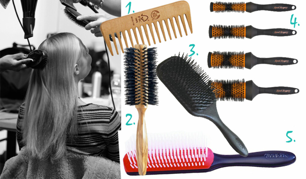 DISSE MÅ DU HA: 1. Trekam, kr 129, Bodyshop. 2. Rundbørste, kr 229, Vita. 3. Stellebørste fra Denman, kr 350, Strawberrynet.com. 4. Rundbørster fra Denman, fra kr 349, utvalgte frisørsalonger. 5. D4 børste fra Denman, kr 449, selges hos utvalgte frisørsalonger. DISSE MÅ DU HA: 1. Trekam, kr 129, Bodyshop. 2. Rundbørste, kr 229, Vita. 3. Stellebørste fra Denman, kr 350, Strawberrynet.com. 4. Rundbørster fra Denman, fra kr 349, utvalgte frisørsalonger. 5. D4 børste fra Denman, kr 449, selges hos utvalgte frisørsalonger.